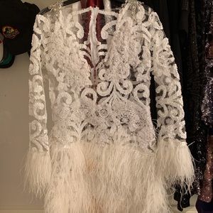 White sequin and fur dress